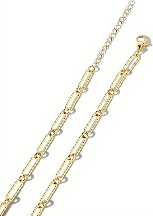 Link Gold Chain 14K Gold Plated Trendy Rope Paperclip Thick Chain Necklace Minimalist Layered Gold Chain Choker Necklaces for Women