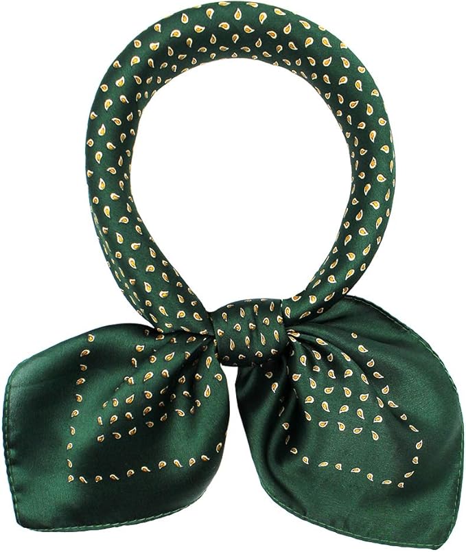 ANDANTINO 100% Real Mulberry Silk Scarf -21'' x 21''- Lightweight Neckerchief –Women Men Small Square Digital Printed Scarves
