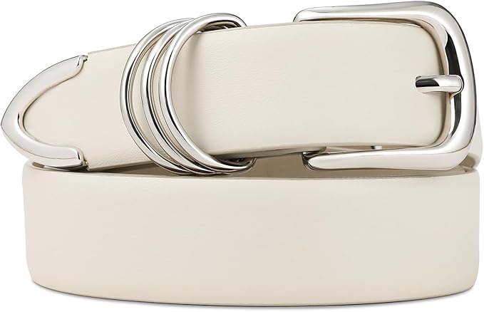 Women's Leather Belts with Gold Buckle Fashion Leather Waist Belt Elegant Ladies Belts for Jeans Dress & Casual Wear