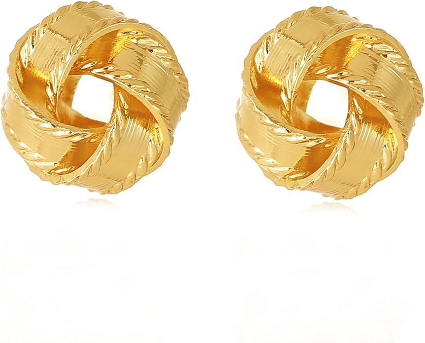 14K Gold Plated Knot Earrings for Women Gold Silver Earrings Heart Link Drop Dangle Earring Chunky Golden Knotted Statement Jewelry