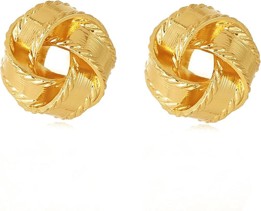 14K Gold Plated Knot Earrings for Women Gold Silver Earrings Heart Link Drop Dangle Earring Chunky Golden Knotted Statement Jewelry