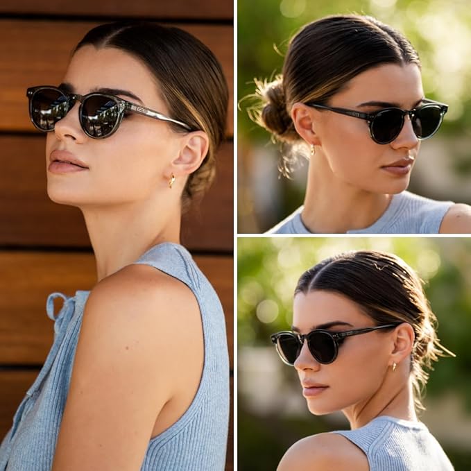 WearMe Pro Round Polarized Sunglasses for Women - Retro Classic UV400 Protection for Driving & Everyday Wear