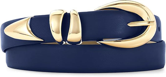 Black Leather Belt for Women Stylish Design with Gold Buckle Ladies Black Belt Perfect for Jeans Dresses