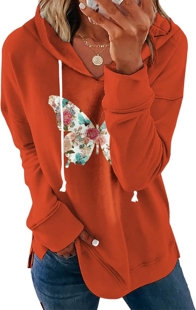 Women's Brown Mandala Print Hoodie Long Sleeve Loose Fit Pullover Sweatshirt With Drawstring For Fall Winter