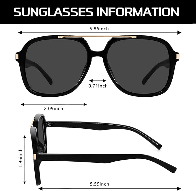Retro Aviator Sunglasses for Women Men 2026 Square Top Bar Sun Glasses Sunnies 70s Lightweight Shades