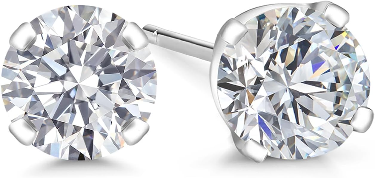 Gem Stone King 0.20 to 6 Cttw 14K Gold Lab Grown Diamond Stud Earrings | Gold Earrings For Women Men | E-F Color | VS1-VS2 Clarity