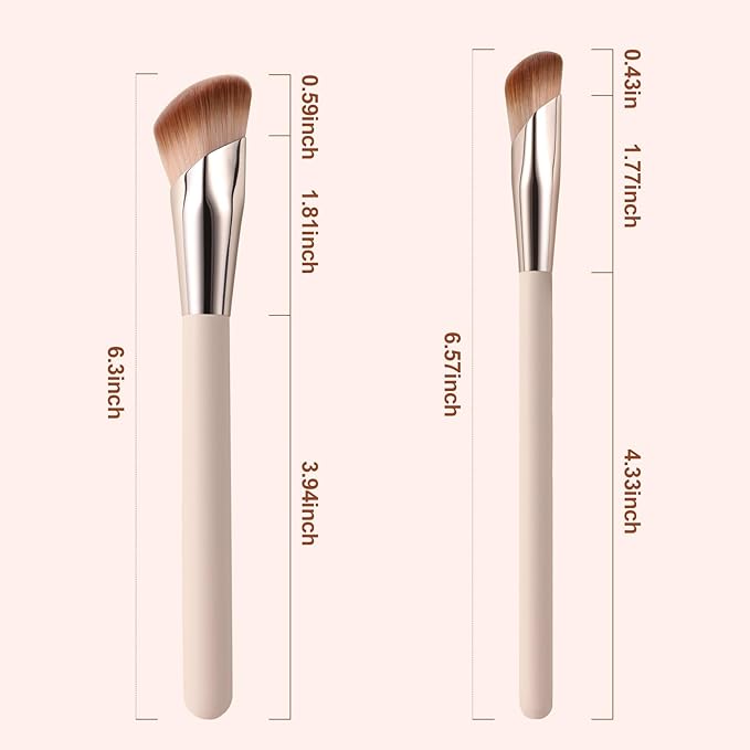Angled Foundation Brush and Under Eye Concealer Brush, 2 piece Foundation Brush for Liquid Makeup, Cream, Stick Concealer Foundation Nose Contour Eyeshadow Blending