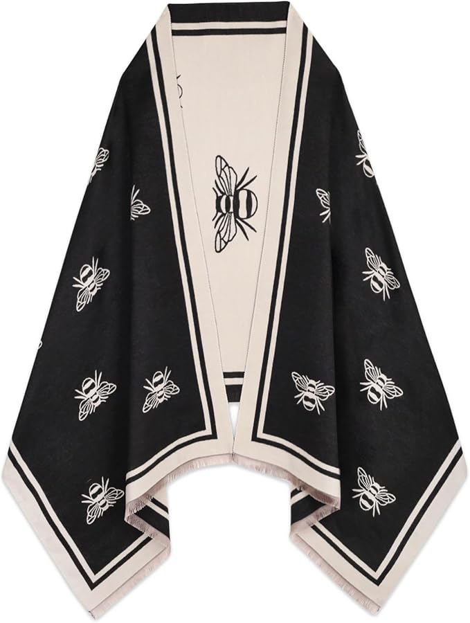 EXTREE Scarfs for Women Pashmina Silky Shawl Wrap for Evening Dressing Blanket Open Front Poncho Cape