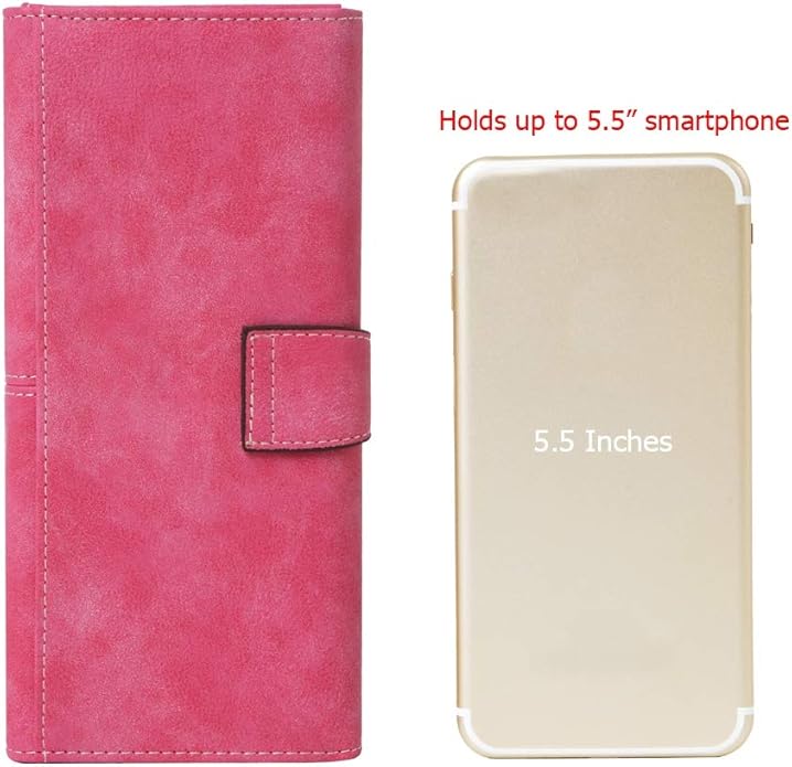 Women's Vegan Leather 17 Card Slots Card Holder Long Big Bifold Wallet