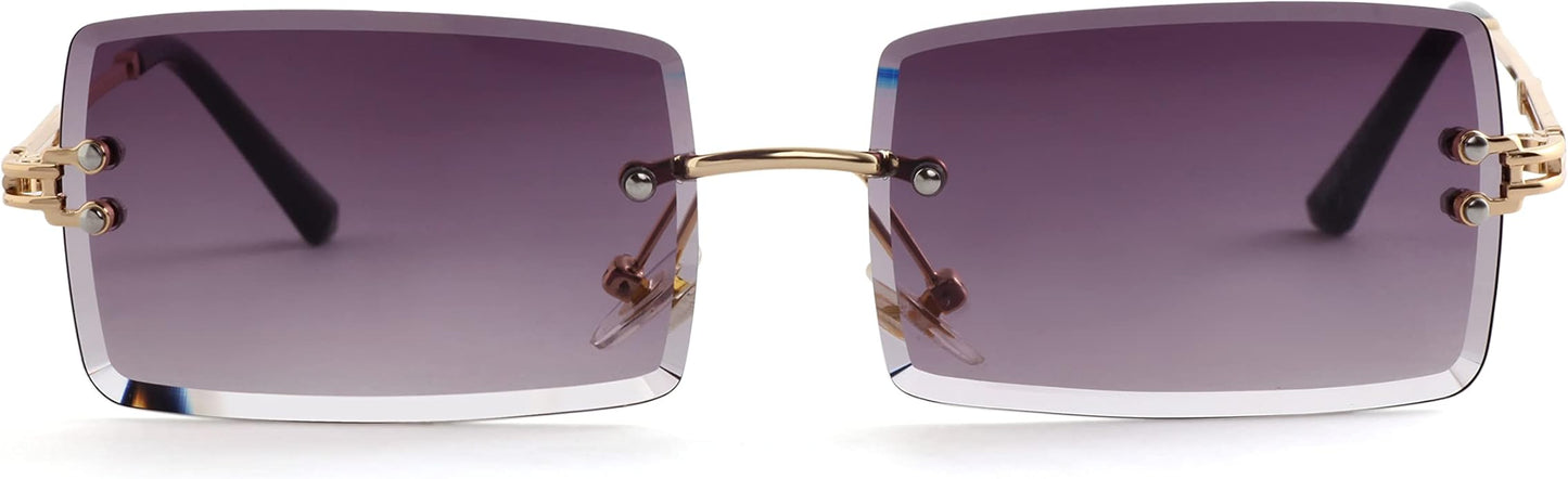 Kursan Frameless Rectangle Sunglasses for Men Women Small Rimless Sun Glasses Shades UV400 Protection