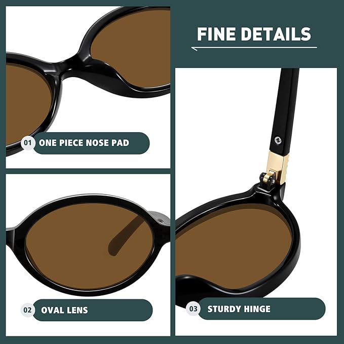 WOWSUN Retro Oval Sunglasses Womens Trendy Sun Glasses Sunnies UV400 Protection