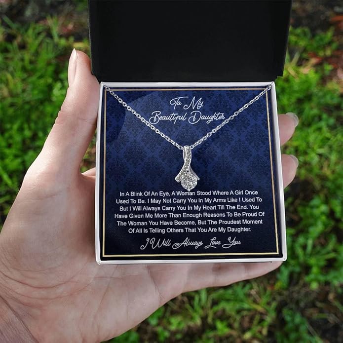VIRAGIL To My Daughter Gift Necklace From Dad or Mom - Badass Daughter Jewelry With Heartfelt Message & Elegant Box