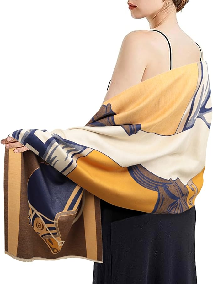 EXTREE Scarfs for Women Pashmina Silky Shawl Wrap for Evening Dressing Blanket Open Front Poncho Cape