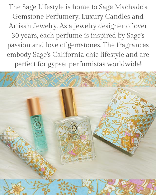 The Sage Lifestyle Turquoise Roll On, Oil, Extract, Grapefruit, Sandalwood, White Musk, Perfume for Women, Long Lasting, Clean Fragrance, Artisan, Parfum, 1/4 oz, Travel Size, Mini Perfume for Women