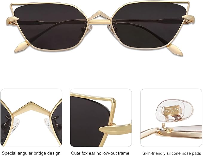 SOJOS Small Cateye Sunglasses Fashion Narrow Fun Designer Sun Glasses SJ1127A