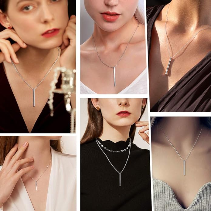 PROSILVER 925 Sterling Silver Necklace for Women | Dainty Delicate Adjustable Choker with Heart/Star/Moon/Vertical Bar Pendant, Hypoallergenic Tarnish Resistant Everyday Jewelry Gift for Her