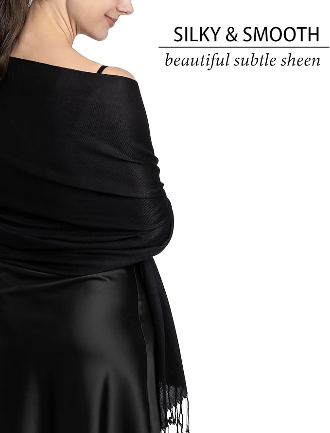 Achillea Soft Silky Pashmina Scarf for Women – Shawl Wrap for Evening Dresses, Bridesmaids, Weddings & Everyday Wear