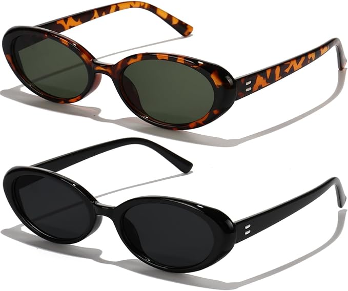 Oval Sunglasses for Women Men Fashion Small 90s Style Sun Glasses UV400
