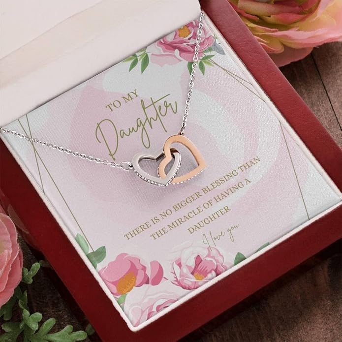 VIRAGIL To My Daughter Gift Necklace From Dad or Mom - Badass Daughter Jewelry With Heartfelt Message & Elegant Box