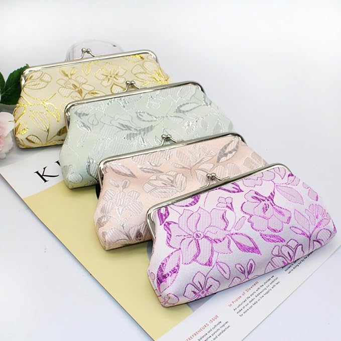 Long Coin Purse Clutch Handbag Change Pouch Wallet with Clasp Closure Compact Design for Women Gift Box (Blue)