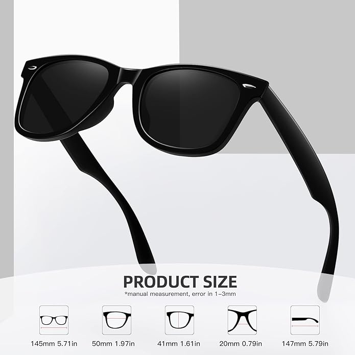 MEETSUN Retro Polarized Sunglasses for Women Men Classic Mirror Lens Driving Trendy Sun Glasses UV Protection (3 Pack)