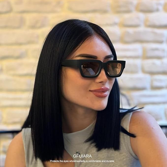 Trendy Square Sunglasses for Men Women Fashion Thick Rectangle Sun Glasses UV Protection Shades Designer Style