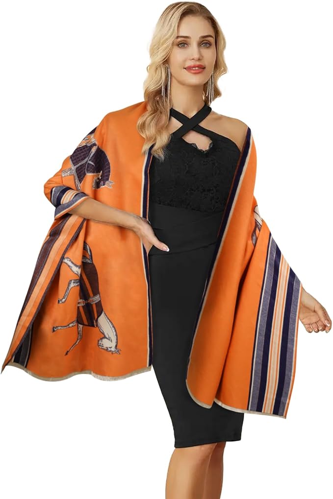 EXTREE Scarfs for Women Pashmina Silky Shawl Wrap for Evening Dressing Blanket Open Front Poncho Cape