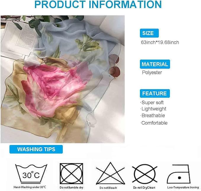 Xyueanlo Scarfs for Women Lightweight Fashion Floral Printed Scarves Neck Scarf Sunscreen Wraps Shawls