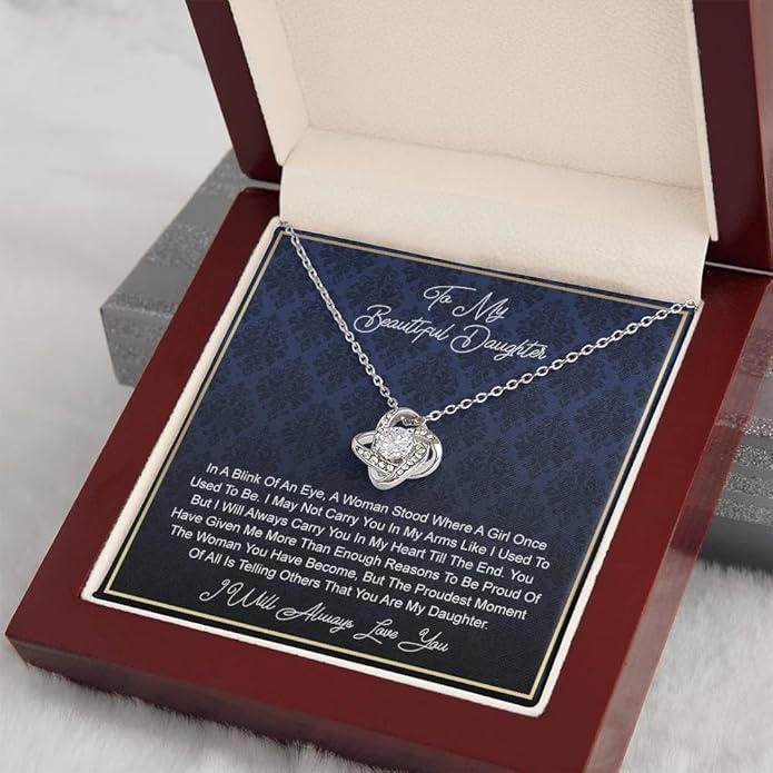 VIRAGIL To My Daughter Gift Necklace From Dad or Mom - Badass Daughter Jewelry With Heartfelt Message & Elegant Box