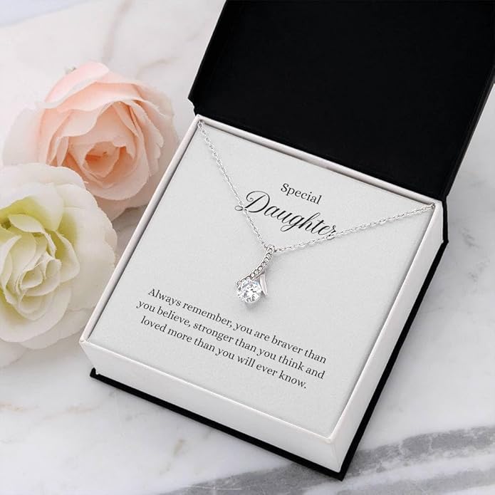 VIRAGIL To My Daughter Gift Necklace From Dad or Mom - Badass Daughter Jewelry With Heartfelt Message & Elegant Box