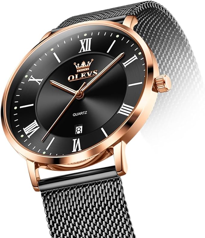 OLEVS Mens Gold Watches Analog Quartz Business Dress Watch Day Date Stainless Steel Classic Luxury Luminous Waterproof Casual Male Wrist Watches