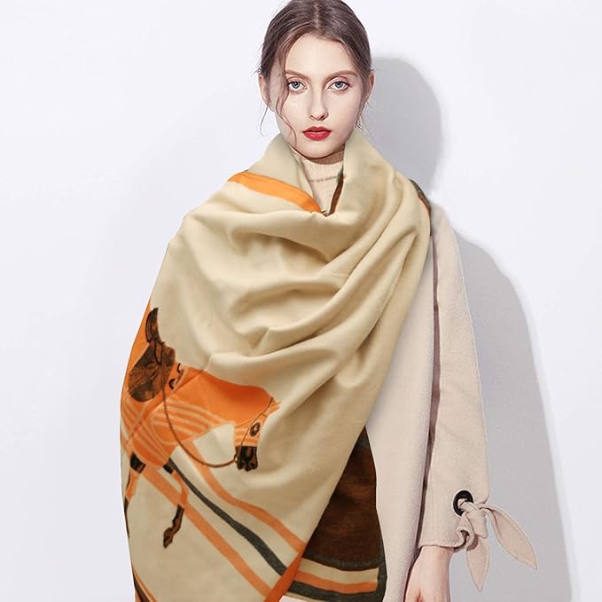 EXTREE Scarfs for Women Pashmina Silky Shawl Wrap for Evening Dressing Blanket Open Front Poncho Cape
