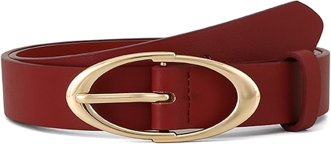 Earnda Women Faux Leather Belt for Jeans Pants Fashion Ladies Waist Belts with Gold Silver Oval Buckle