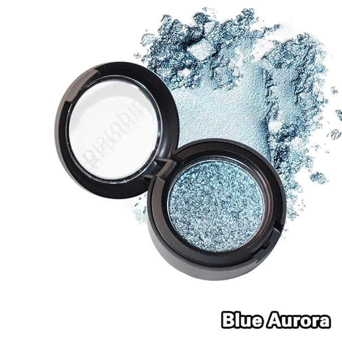 Bistopia Glitter Eyeshadow Collection, 14 Shades, Shimmer Pressed Powder, Metallic and Iridescent Colors (Blue Aurora)