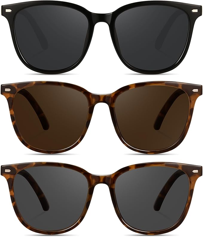 Retro Polarized Sunglasses for Women Men Big Frame Vintage Style Trendy Shade UV400 Protection Lens Sun Glasses