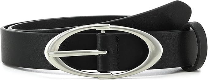 Earnda Women Faux Leather Belt for Jeans Pants Fashion Ladies Waist Belts with Gold Silver Oval Buckle