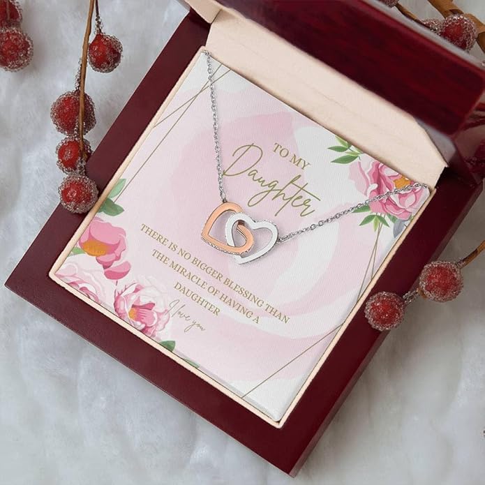 VIRAGIL To My Daughter Gift Necklace From Dad or Mom - Badass Daughter Jewelry With Heartfelt Message & Elegant Box