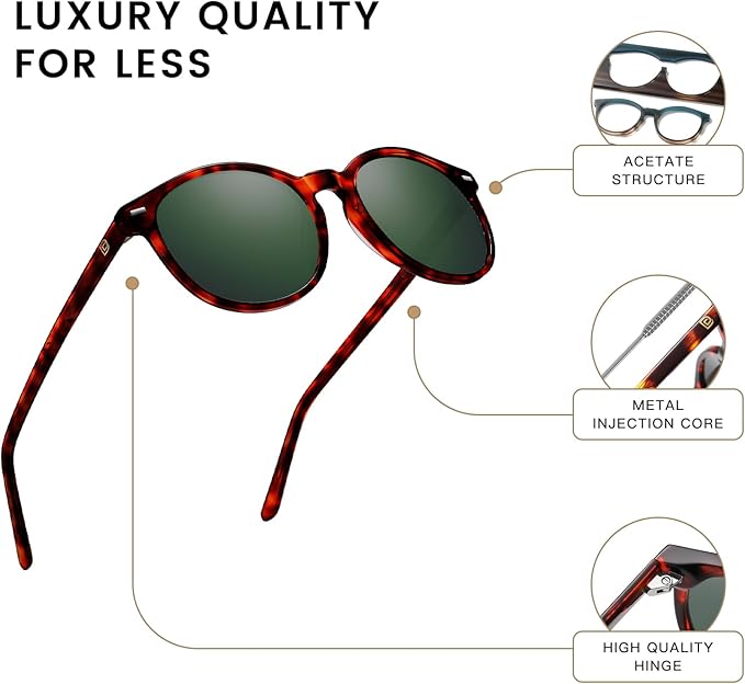 DUCO Polarized Sunglasses for Women Retro Round Women's Sunglasses Classic Vintage UV400 Shades DC1230