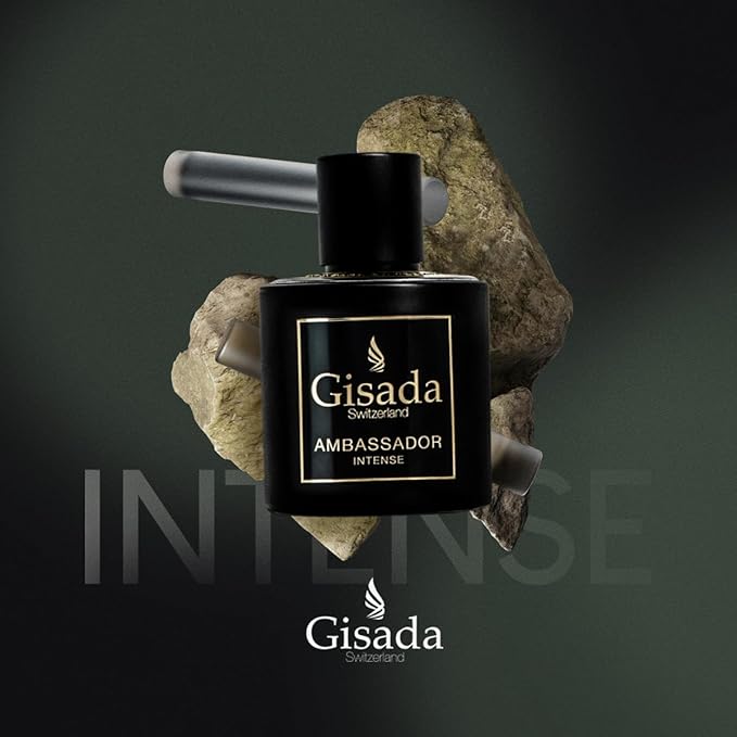 Gisada Ambassador Intense Cologne for Men - Perfume for Men with Strong, Masculine Scent & Classic Fragrance - Lasting Scent with Warm, Citrusy, Spicy, Oriental Notes - Made in Switzerland, 3.3 fl.oz.