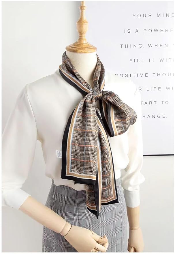 100% Mulberry Silk Ribbon Scarf for Hair Beach Head Wraps for Women Handbag accessories Necktie