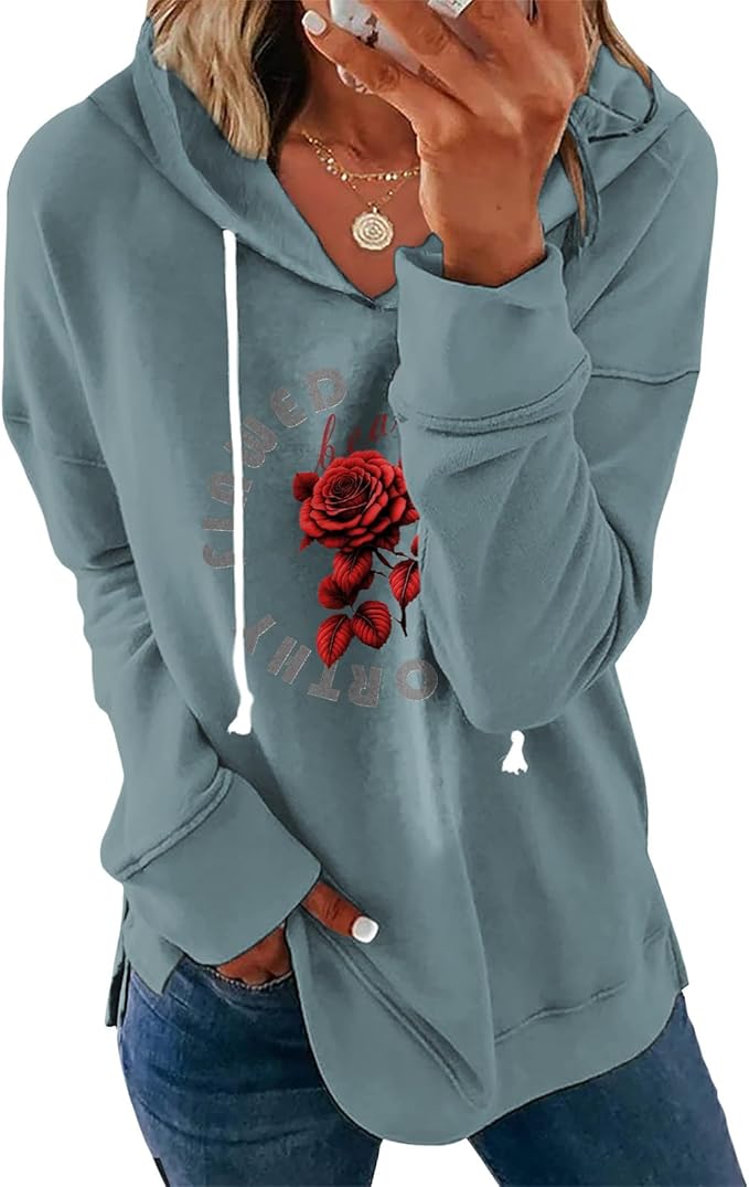 Women's Brown Mandala Print Hoodie Long Sleeve Loose Fit Pullover Sweatshirt With Drawstring For Fall Winter
