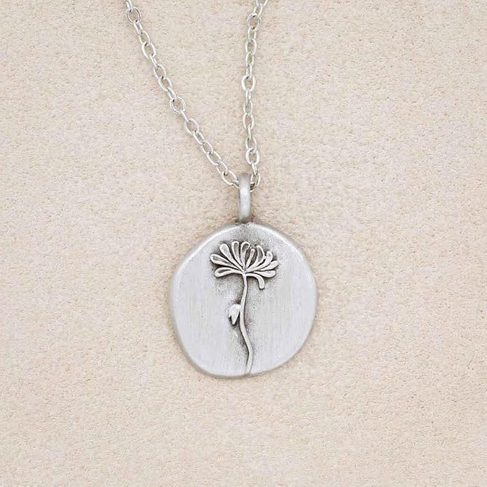 LISA LEONARD DESIGNS Pewter Birth Flower Pendant Necklace Minimalist Jewelry Necklaces For Women Gift For Her Dainty Necklaces
