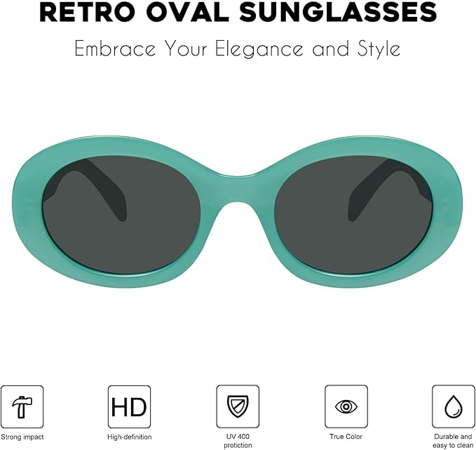 mosanana Oval Retro Trendy Sunglasses for Women 90s Style MS52371