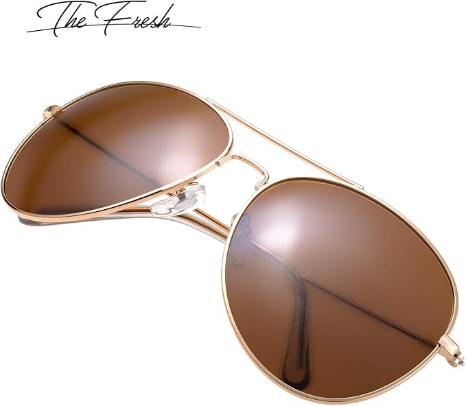 The Fresh Classic Aviator Frame Light Color Lens XL Oversized Sunglasses Gift Box