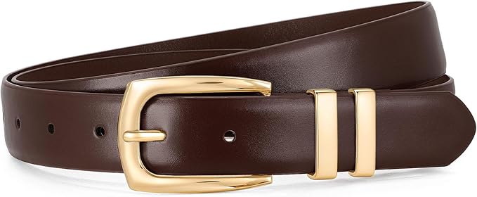WHIPPY Women's Leather Belts for Jeans Pants Fashion Ladies Belt Gold Buckle Belts for Women