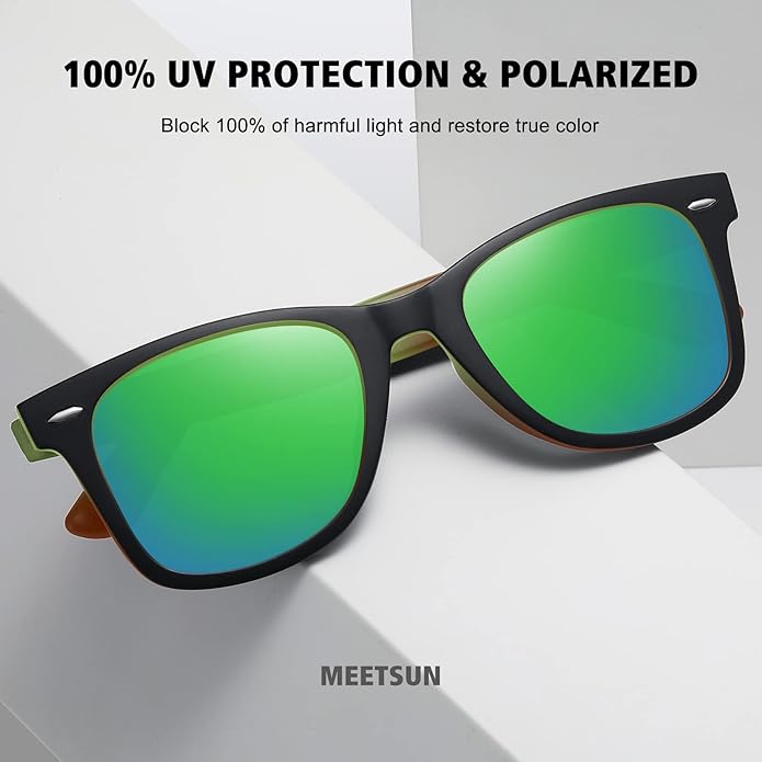 MEETSUN Retro Polarized Sunglasses for Women Men Classic Mirror Lens Driving Trendy Sun Glasses UV Protection (3 Pack)