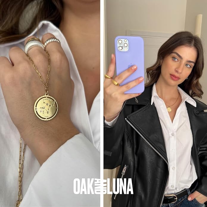 OAK & LUNA - Personalized Engraved Constellation Necklace with Diamond - Designer Gift for Her, Women, Mom - Custom Dainty Jewelry for Christmas, Mother's Day, Birthday