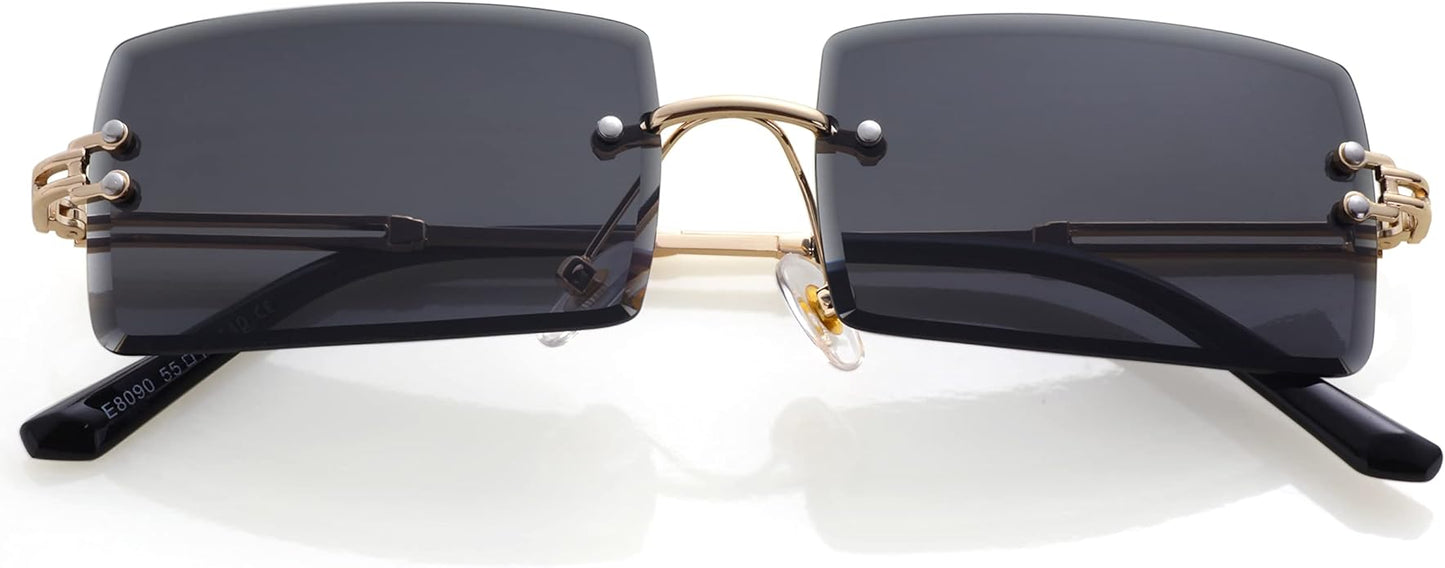 Kursan Frameless Rectangle Sunglasses for Men Women Small Rimless Sun Glasses Shades UV400 Protection