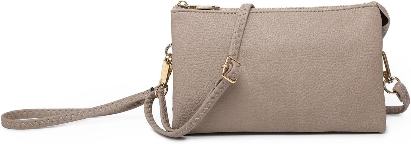 JEN & CO. Riley Small Crossbody Bags for Women Vegan Leather Wristlet Clutch Wallet Purses Handbags with 2 Straps