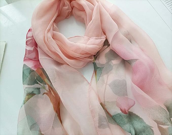 Pokeedioty Women’s Scarf Lightweight Elegant Floral Pattern Scarf Fashion Scarves Sheer Scarfs Shawls